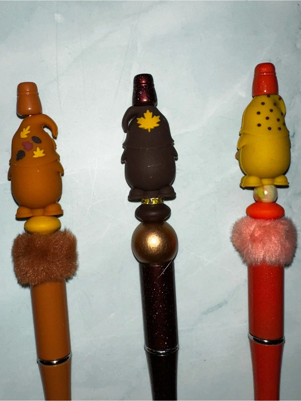Fall Harvest Gnome Pen Set - Orange, Brown, Gold